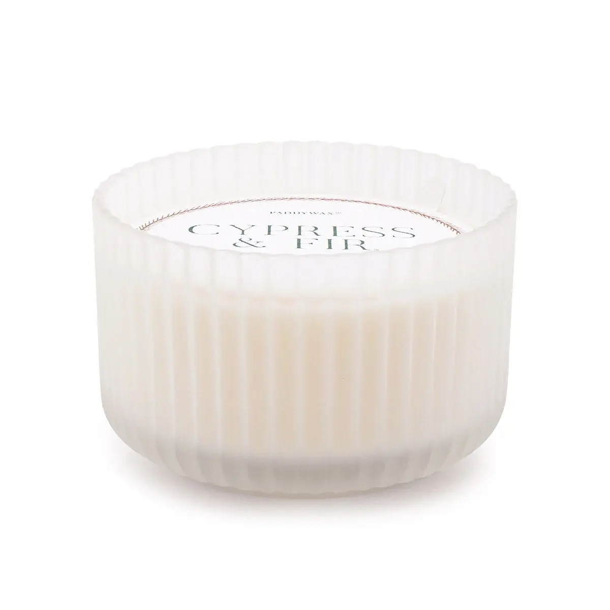 Cypress + Fir - 15 oz Large White Ribbed Glass Candle