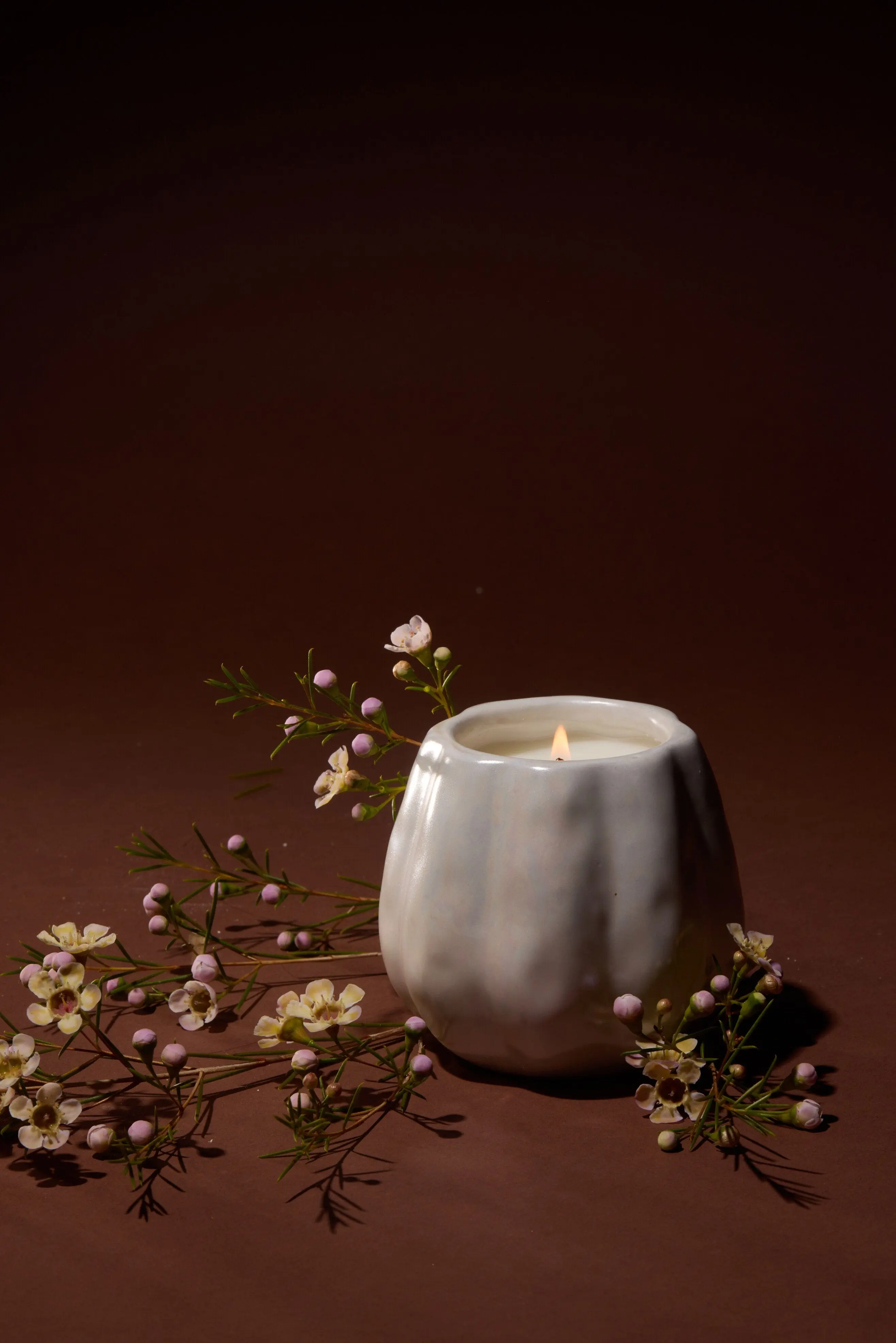Flaming Pumpkin - White Metallic Pumpkin Candle - Image 2