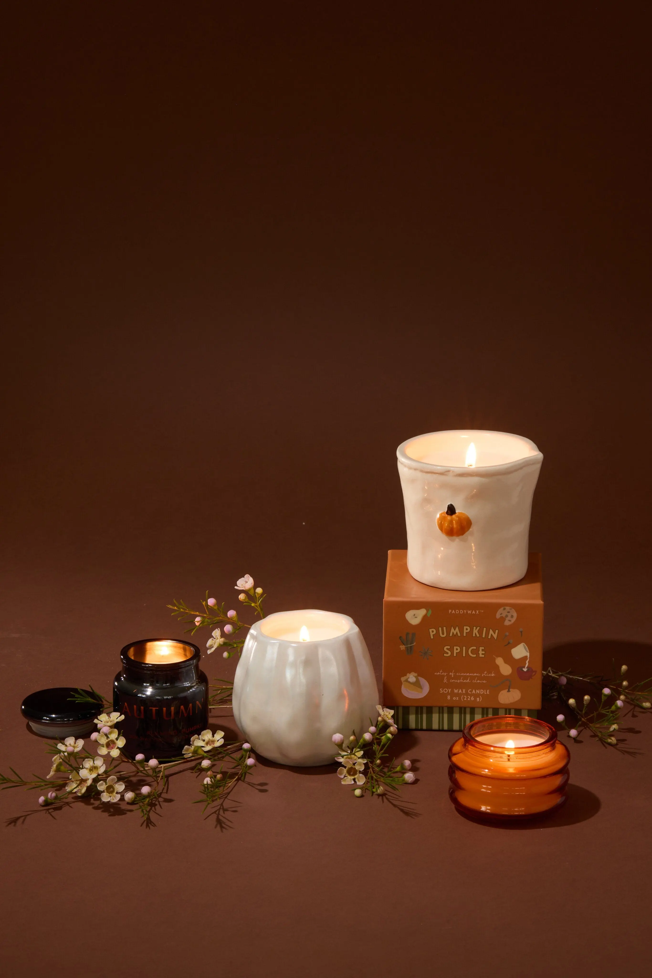 Flaming Pumpkin - White Metallic Pumpkin Candle - Image 4